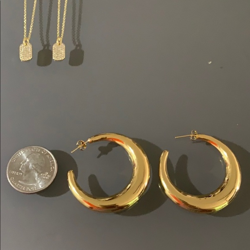 Argento Vivo Hoop Gold Earrings - Picture 6 of 7